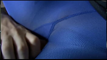 Slick Blue Nylon Pantyhose Drenched In Hot Cum