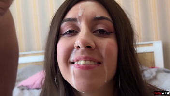 Facial Frenzy: Gobs Of Hot Jizz Sprayed Across Her Face, Filled Her Mouth And Forced To Swallow Every Last Drop